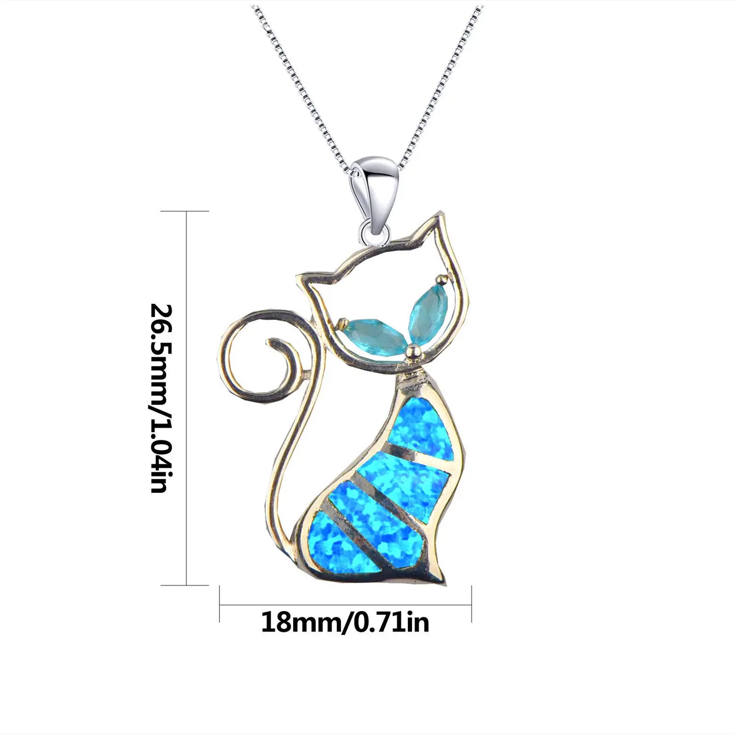 Aobao Opal Kitten Collar Chain Blue Opal Inlaid Cat Pendant TikTok Ins Style Jewelry Wholesale