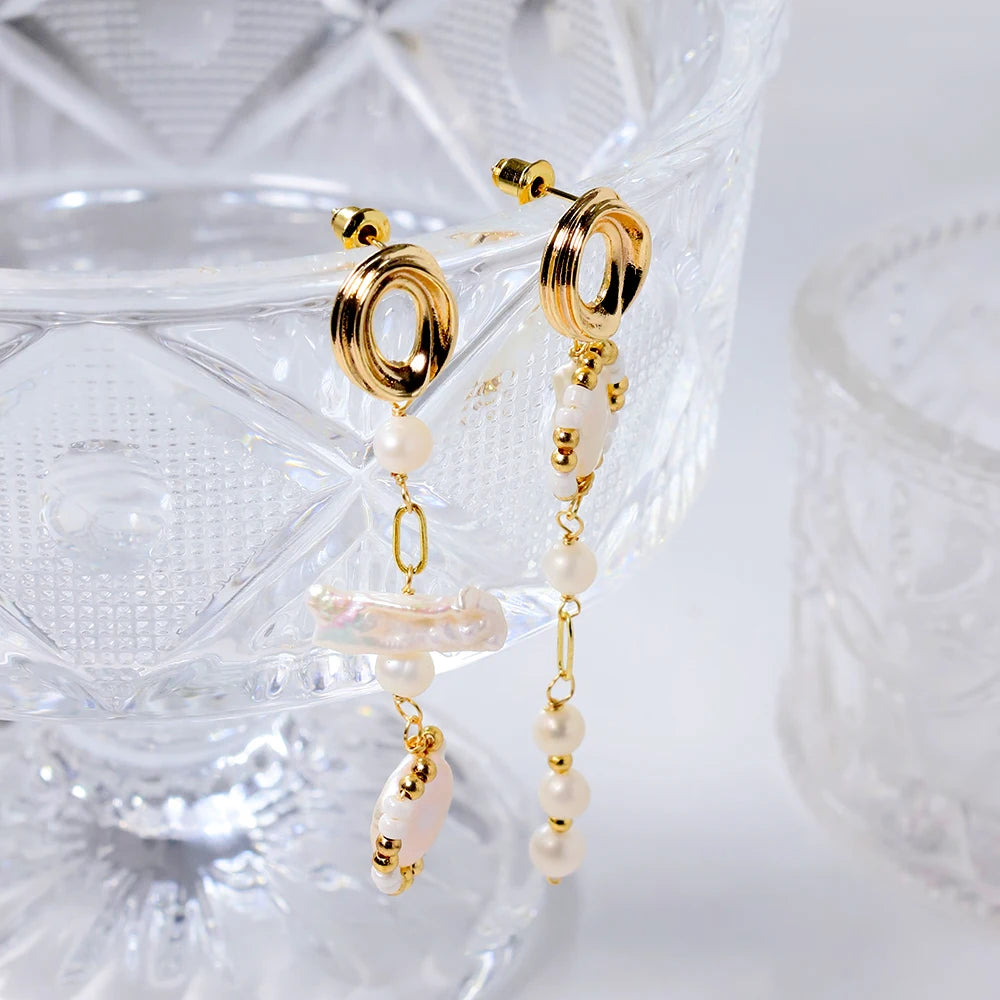 Natural Freshwater Baroque Pearl Earrings Korean Style Women Luxury Jewelry Fashion Ladies and Girls Gift GE1525