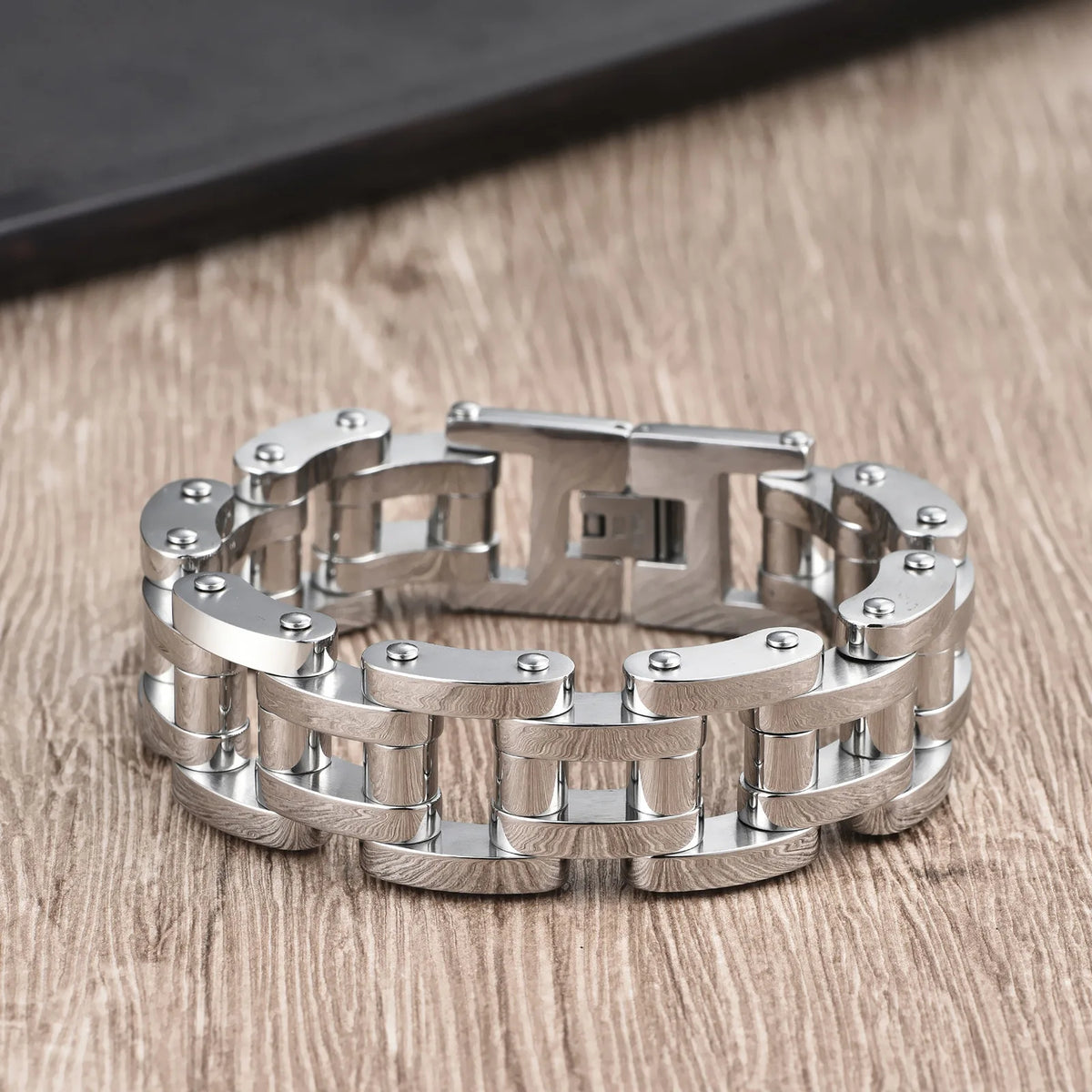 REBEL Hip Hop 22mm Chunky Wide Mens Bicycle Stainless Steel Anti Tarnish Bangles