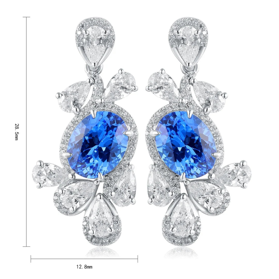 Gemfiori Vintage 925 Sterling Silver Drop Earrings Rhodium Plated Lab Grown Ruby Earring for Women Wedding Party Gift for Her
