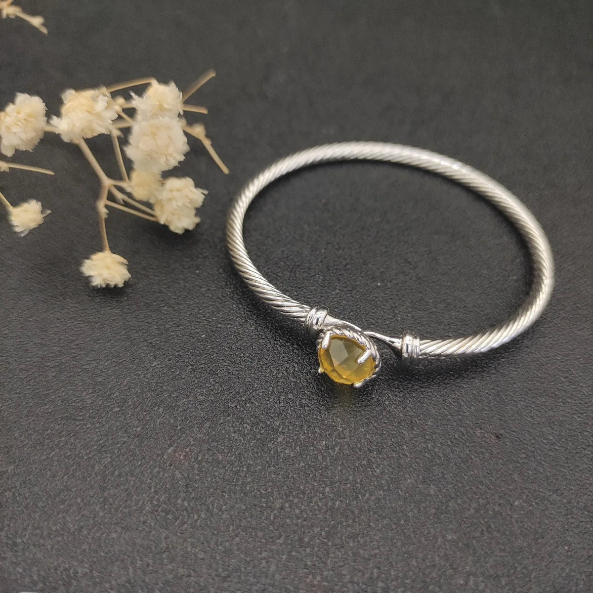 FASHIONISTA DY High-Quality Silver-Plated 3mm Diamond Bracelet, Fashionable Silver-Plated Colored Diamond Bracelet, Jewelry