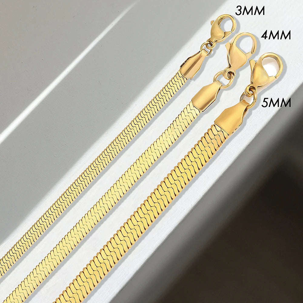 eManco 4MM Gold Snake Chain Classic Anklet Womens Girls Beach Engagement Jewelry Stainless Steel Gift Non-Allergenic