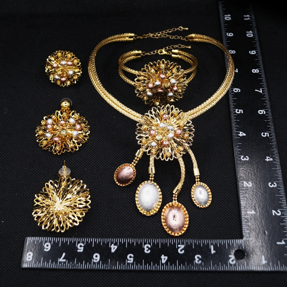 Italian Jewelry Set Alloy Brazilian Jewelry Sets Wedding Party Pendant Necklace Bracelet Ring Earrings Jewelry Set  HS2602625