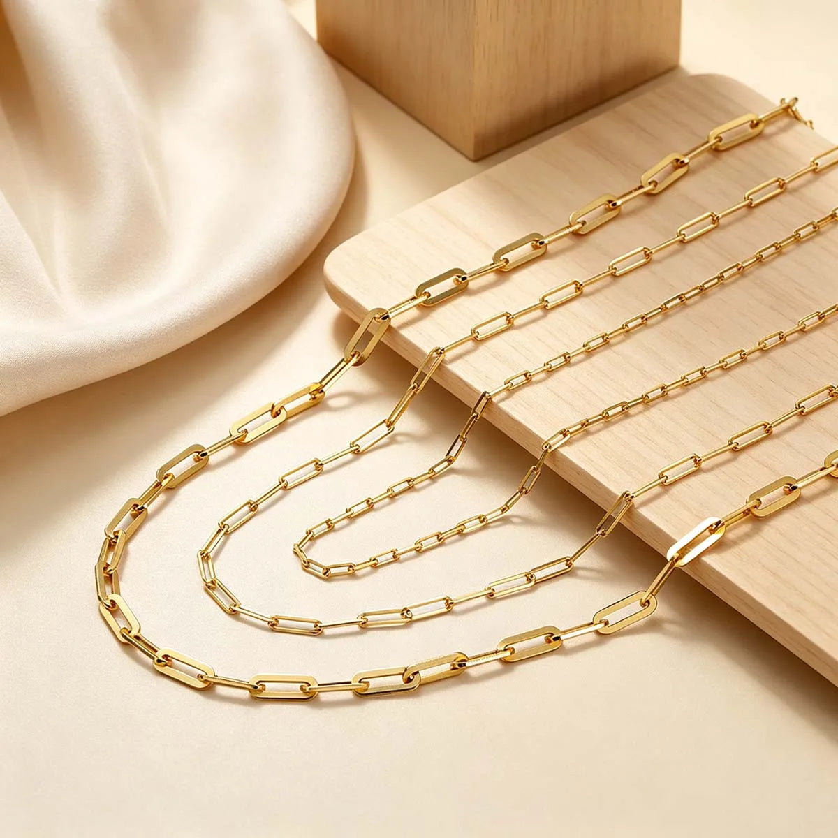 Gioiellieri Classic 10K Gold Paper Clip Chain Necklace Gift for Women Factory Custom Jewelry