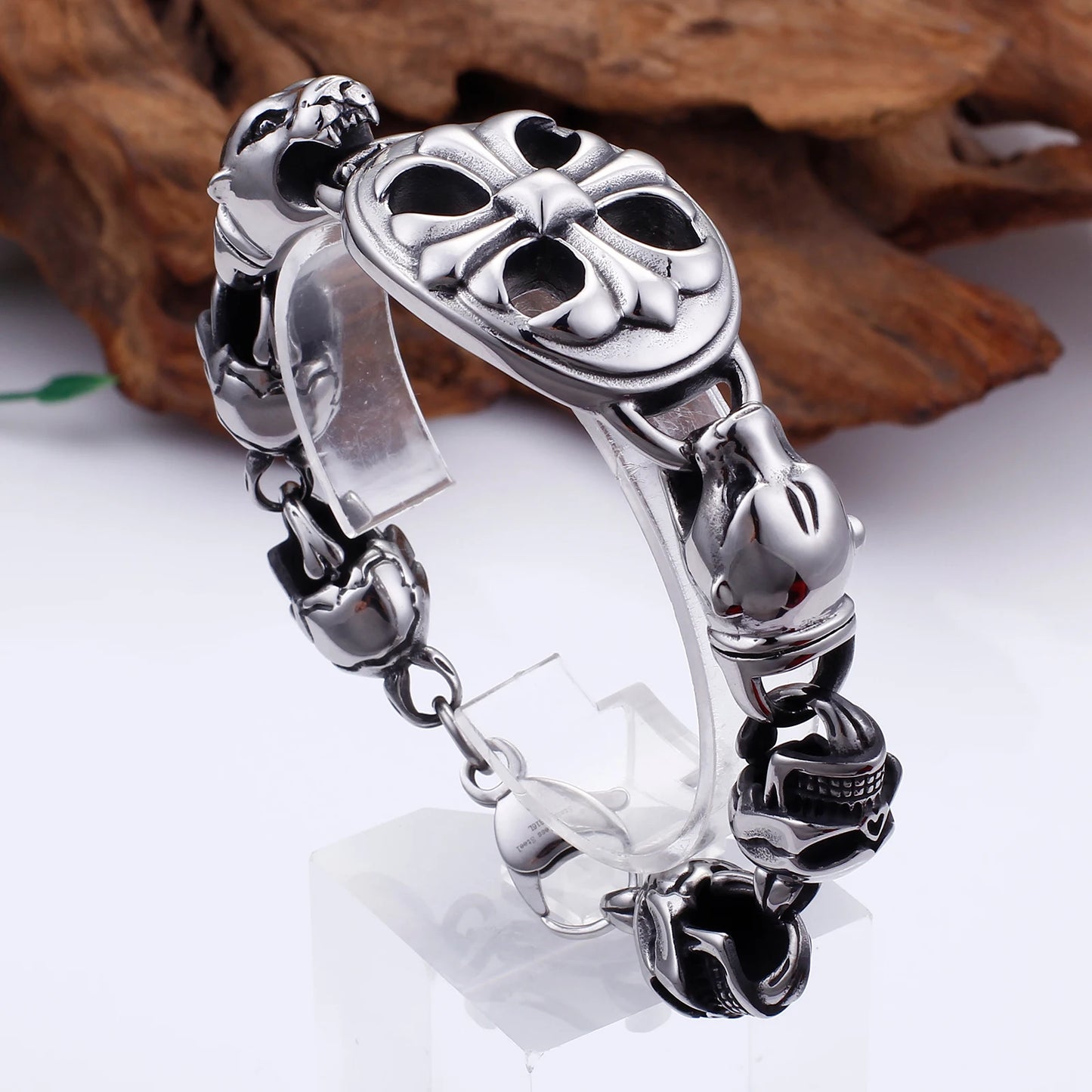 KALEN Personality Punk Skeleton and Dog Head Stainless Men's Bracelet