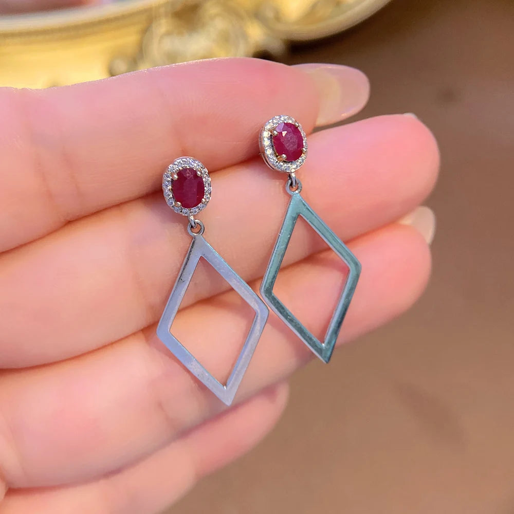 Gioiellieri Dainty Natural Ruby Drop Earrings Gold Plated 925 Silver Luxury Minimalist Claw Setting Yashiman Women's Third Party Appraisal