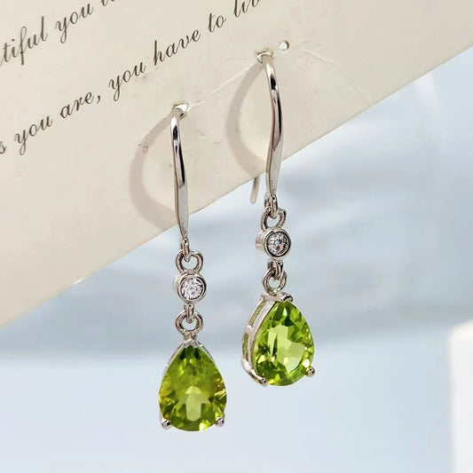 Gioiellieri Natural Peridot Stud Earrings S925 Sterling Silver 925 Jewelry for Women Fine Jewelry Wedding Gift Fashion Accessories Gemstones