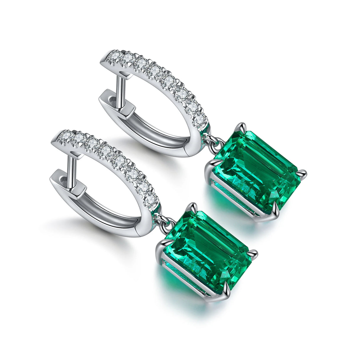 ArtistA Fancy Design Earring Women Jewelry Lab Grown Emerald Gemstone Classic S925 Silver Women Birthday Gift Classic Earring Stud Set