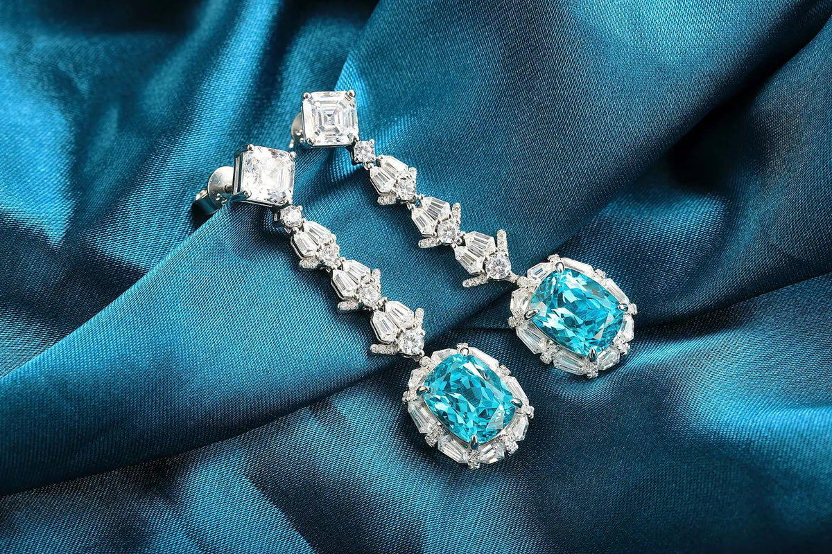 Gemfiori Anster High Quality S925 Lab Grown Paraiba Earring Stud Dainty Gemstone Stud Earrings for Women Daily Wear Gift