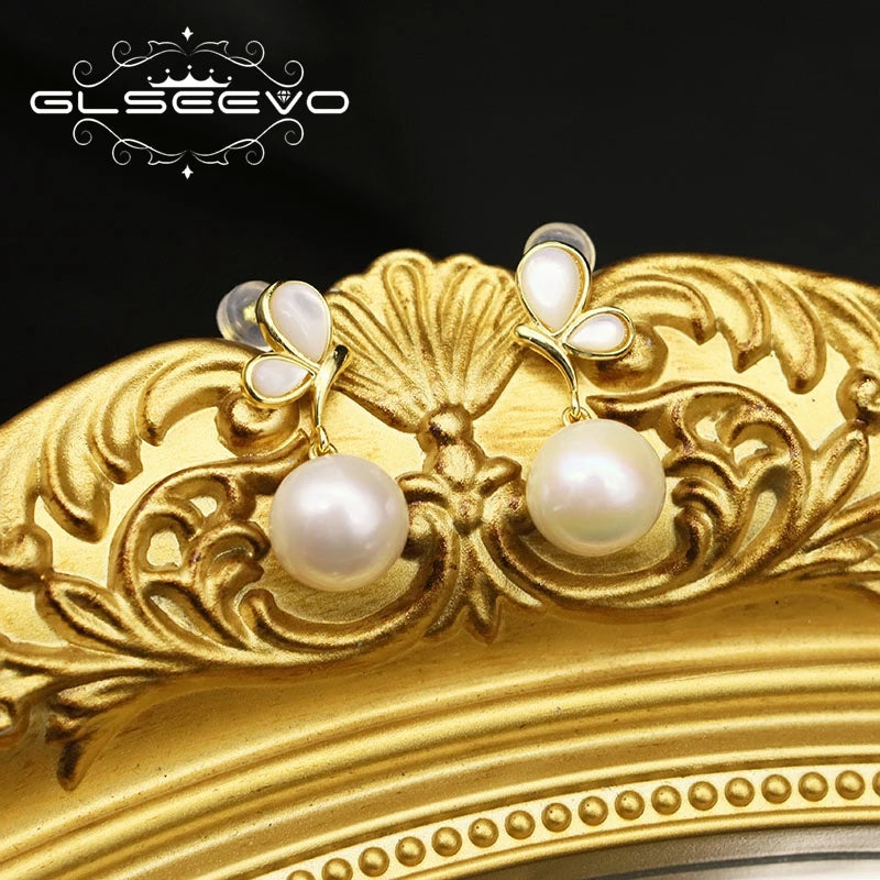 Natural Freshwater Pearl 925 Sterling Silver Earrings High Quality  Butterfly Jewelry Pearl Accessories