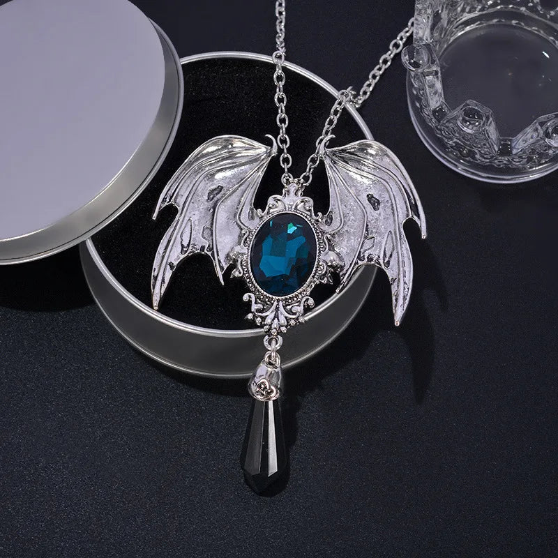 S&S Gothic Bat Wing Gem Pendant Necklace – Collection