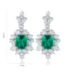Gemfiori Vintage Colombian Lab Grown Emerald Green Dangle Earrings Women Silver 925 Wedding Engagement Bridal Ladies Pendant Earrings