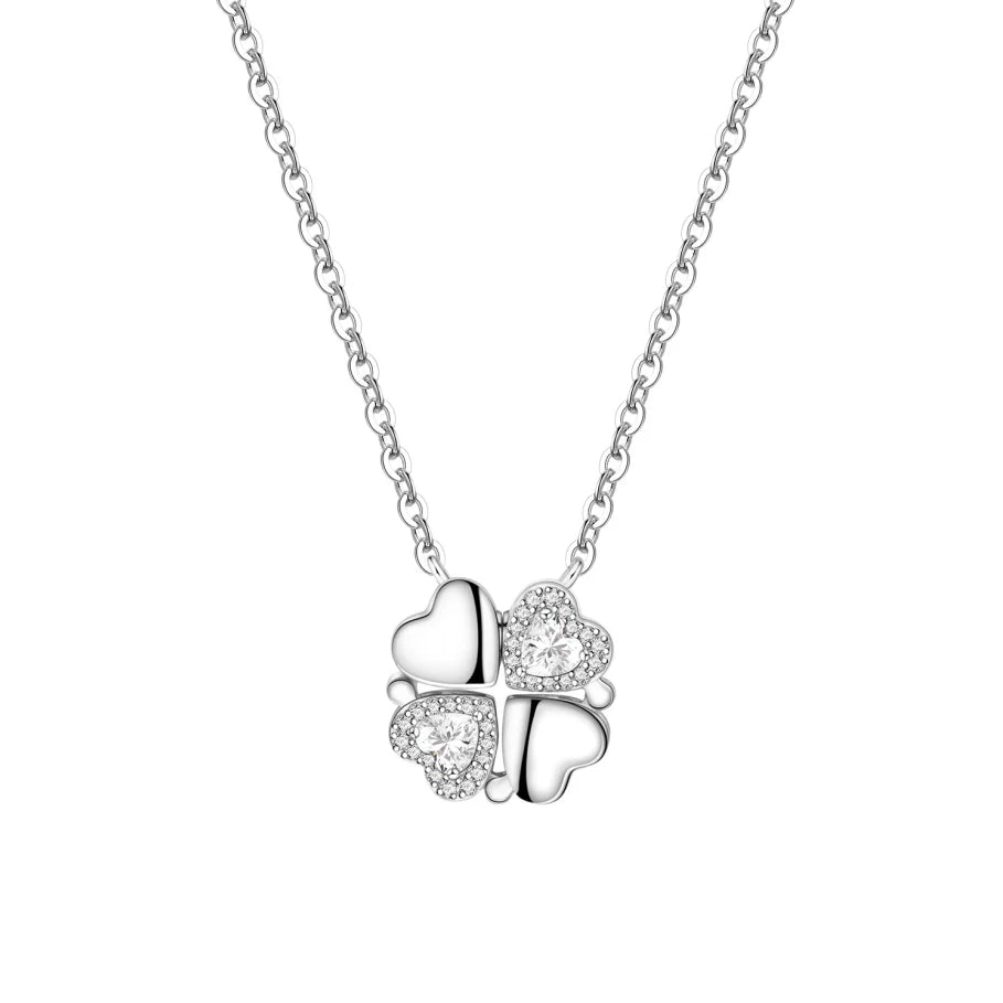 S&S Four Leaf Clover Zircon & Enamel 925 Silver Jewellery | Rings, Earrings, Bracelet & Pendant | S&S Collection