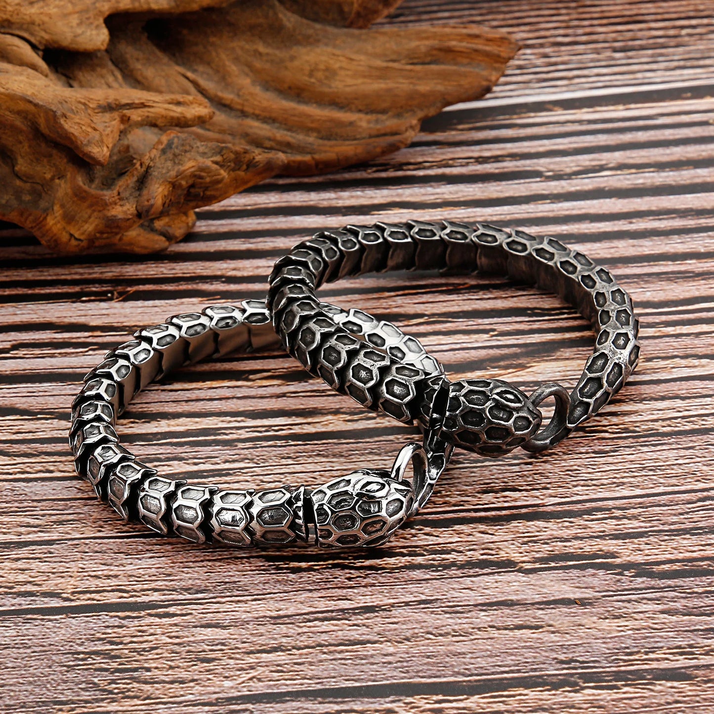KALEN Populous Punk Snake Bracelet Links Bangle Stainless Steel Fashion Bracelets for Men