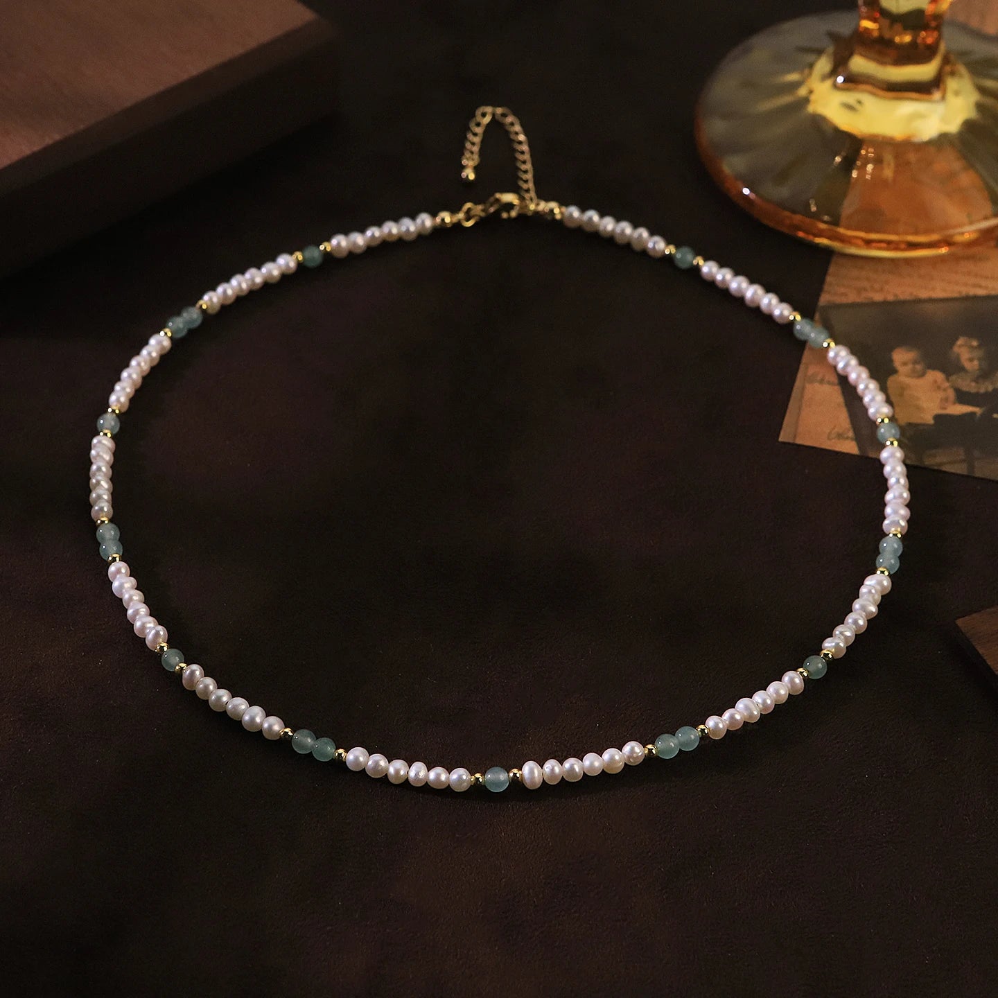 Natural Freshwater Pearl Jade Necklace for Women Daily Wear Vacation Wedding Gift Dainty Beaded Choker Necklace Bohemian Jewelry