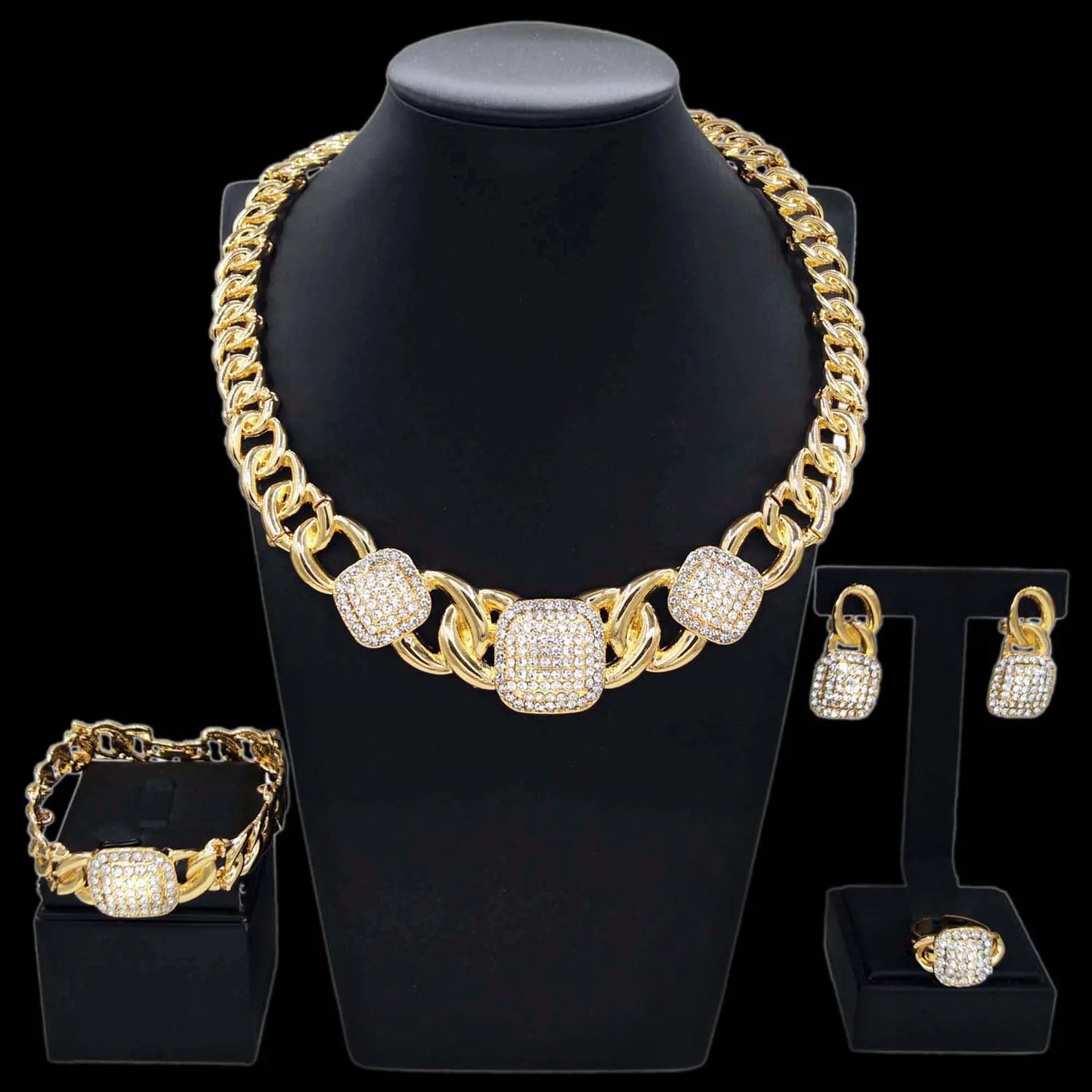 Zhuerrui High Quality Women's Jewelry Set Latest Bead Square Necklace Bracelet Jewelry Sets Favors Party Festival Gift HA20055