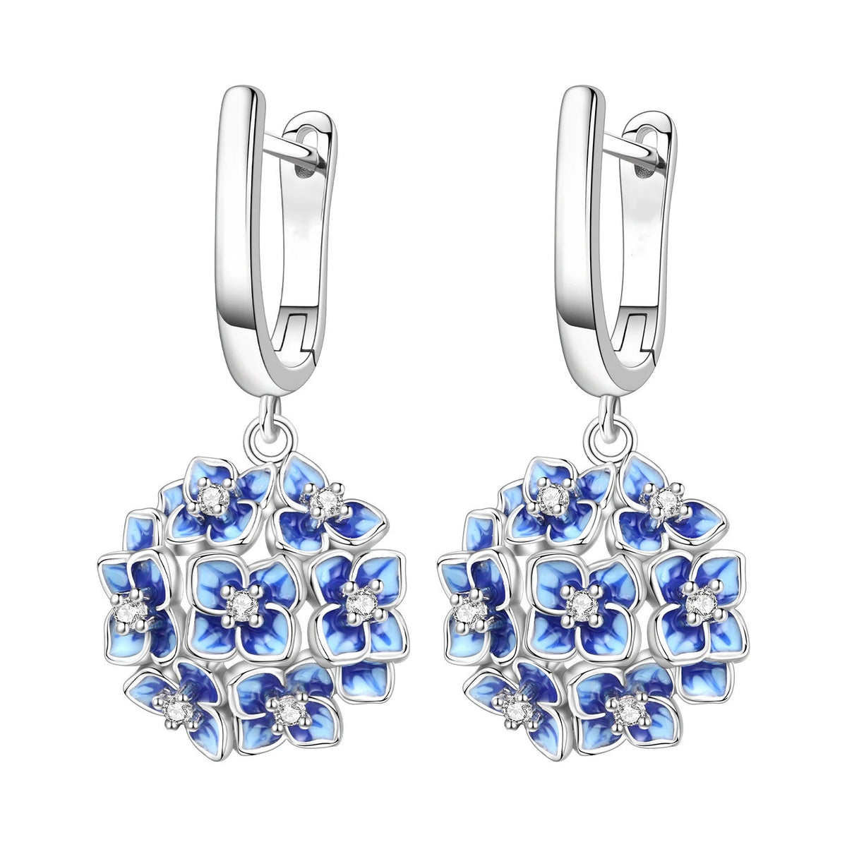 S&S Silver Plated Zircon Flower Drop Earrings | 16 Colours