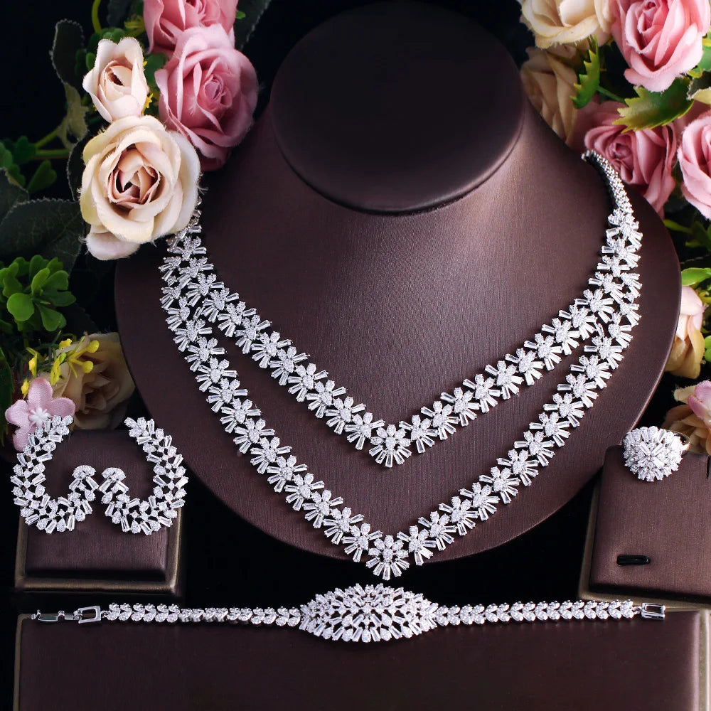 High Quality Cubic Zirconia CZ Women Jewellery 2024 Arabic Bridal Jewelry Set for Women Wedding Pakistani