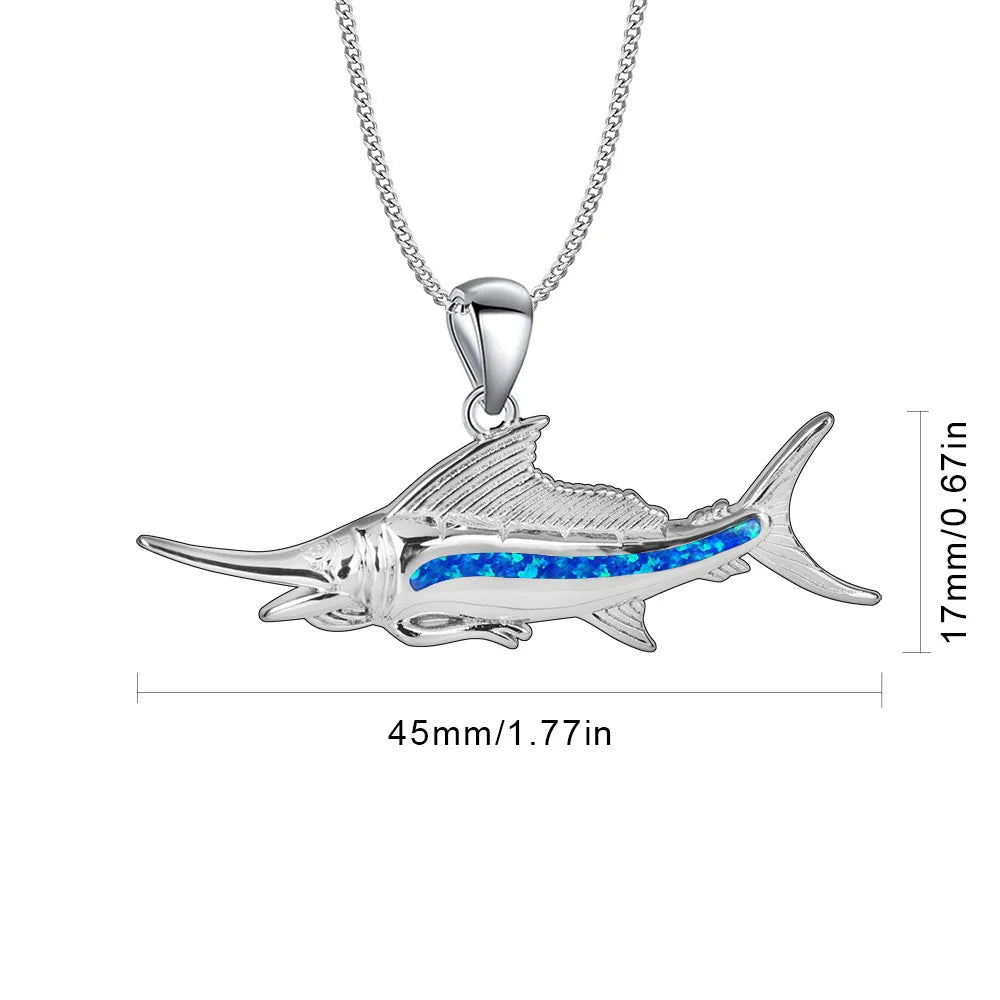 Hawaii Beach Style Hiphop Charm Women's Marlin Opal Pendant and Clavicle Chain for Children