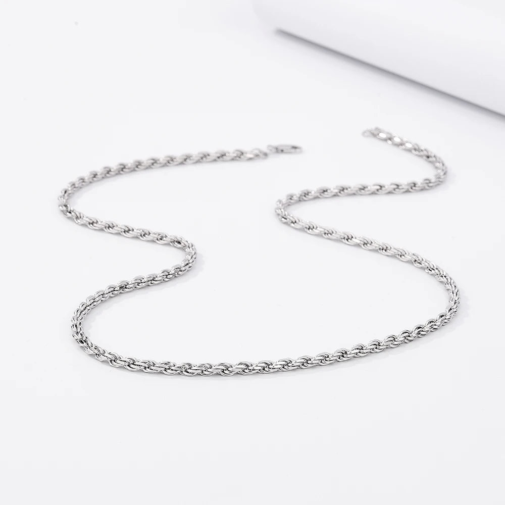 S&S 925 Sterling Silver Diamond Cut Rope Chain Necklace — S&S Collection