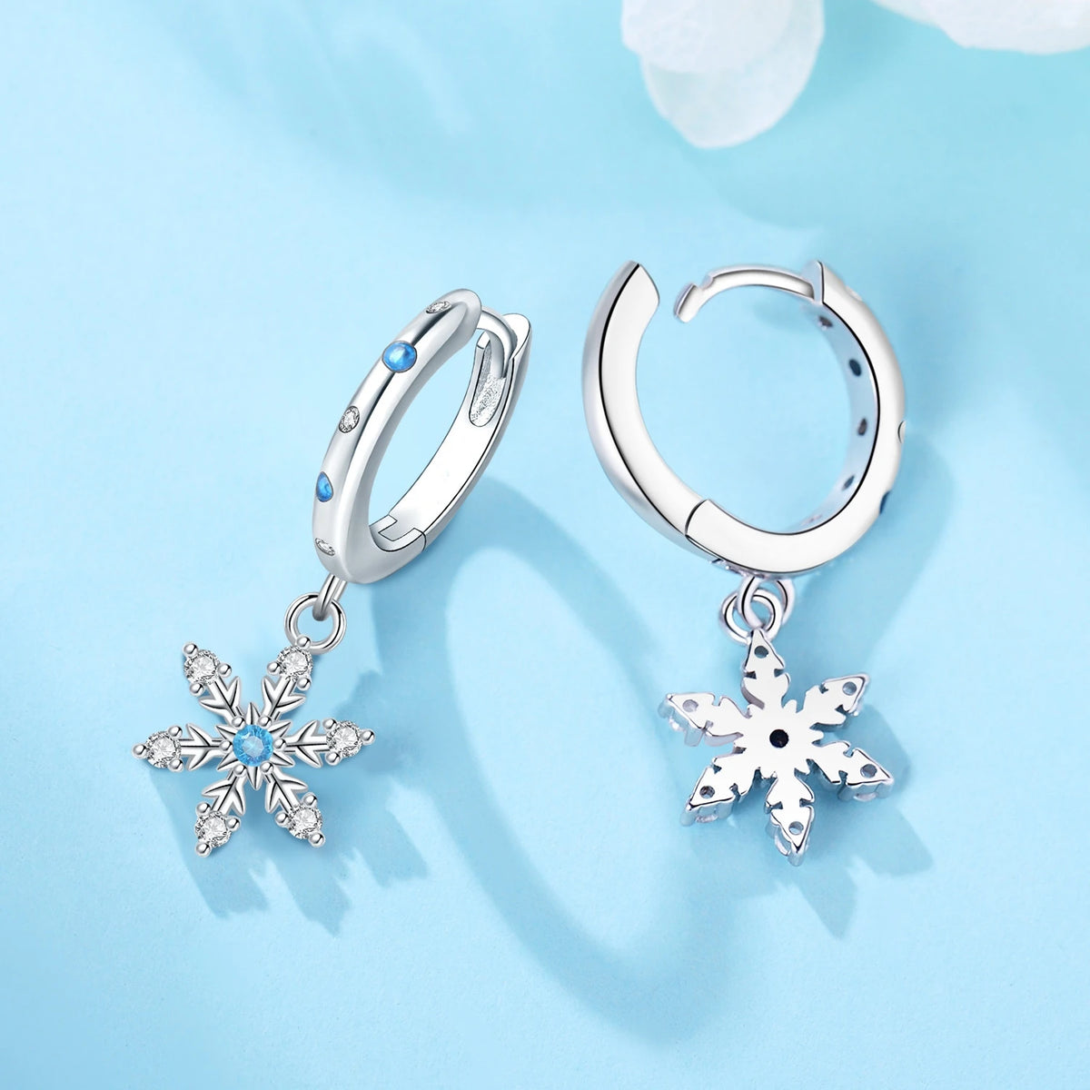 S&S Zircon Drop & Hoop Earrings | Snowflake, Feather & Clover | S&S