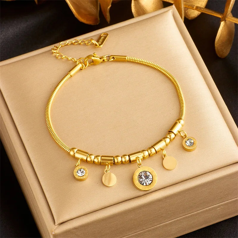 Gold Clear Crystal Choker Necklace & Bracelet Jewellery Set | Sparkling Luxury Fashion Set