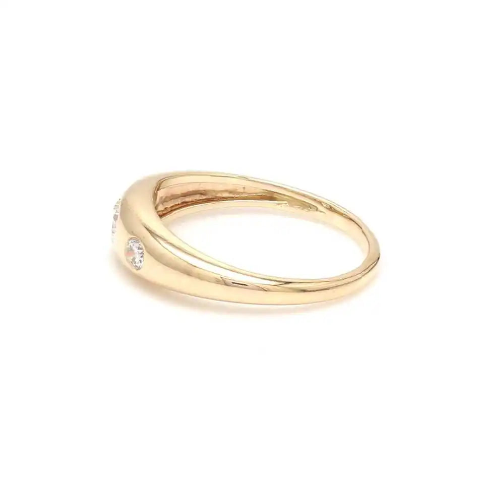 Luxury 14k Pure Gold Oval Cut Three Diamonds Rhodium Plated Karat Certified Hand Crafted Signet Promise Rings Women Wholesale