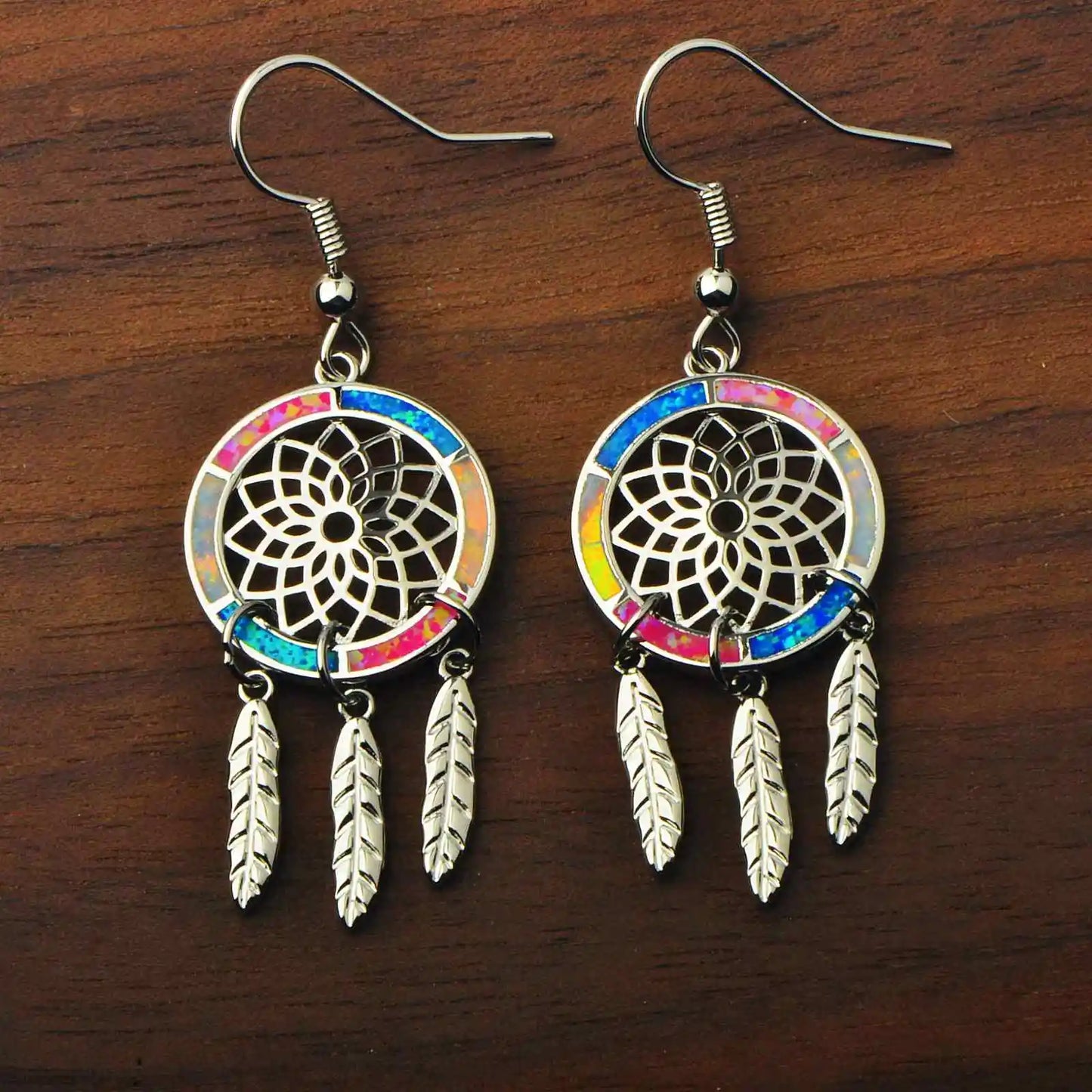 Elegant Lotus Feather Opal Earrings - Chic Brass Minimalist Jewelry | Perfect Womens Gift & Bulk Wholesale