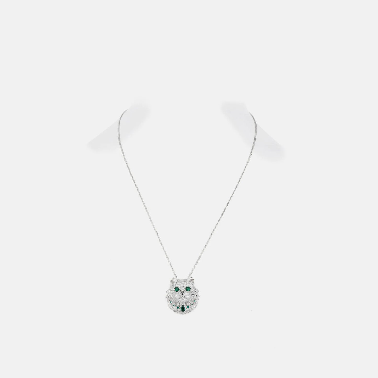 MUSHAN Jewelry Factory Persian Cat S925 Sterling Silver Necklace Exudes Sense of High End Electroplated White Gold