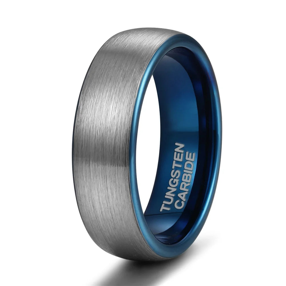REBEL Blue Domed Tungsten Carbide Ring