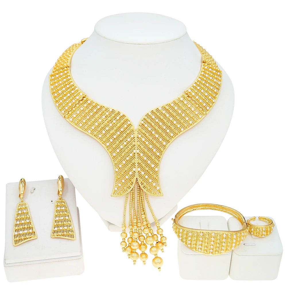 Zhuerrui Italiano Gold Designs Women Jewellery Set Party Fine Costume Jewelry Set Luxury Big Necklace Jewellery Sets X0007530