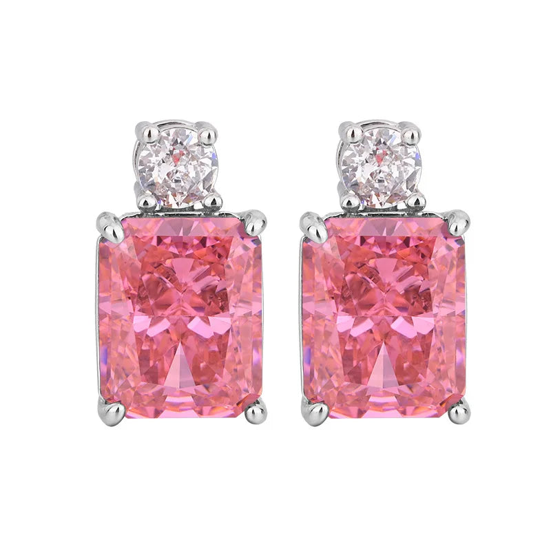 Gemfiori Summer New Product Water Chestnut Pendant High-end Fashion Light Luxury Zircon Ring Earring Set Accessories