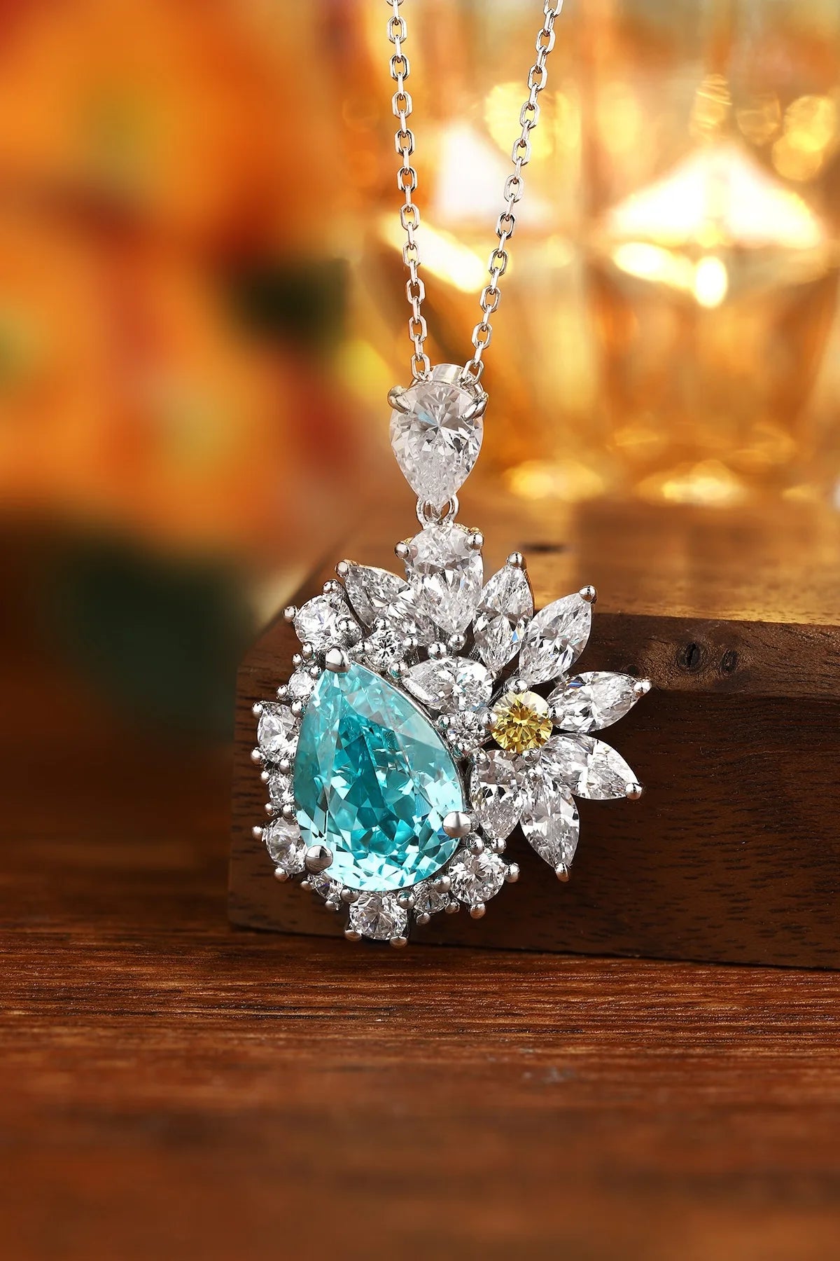 Gemfiori Anster 925 Sterling Silver High-quality Cultivated Paraiba Necklace - Suitable for Parties or As a Gift