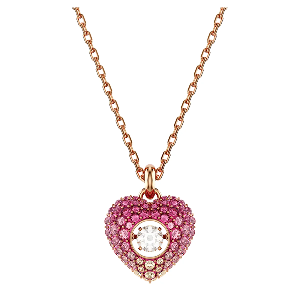 S&S Dainty Love Heart Pendant Necklace, Cubic Zirconia Key Interlocking Necklace Romantic Gift for Her