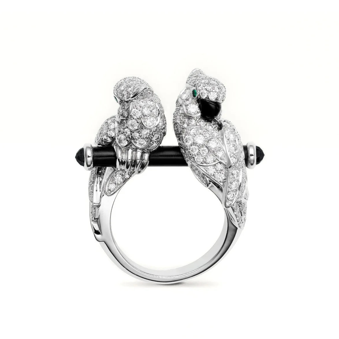 MuShan Jewelry Factory Luxury Brand 925 Sterling Silver Rings Jewelry for Women Double Parrot Love Bird Enamel Gemstones Ring
