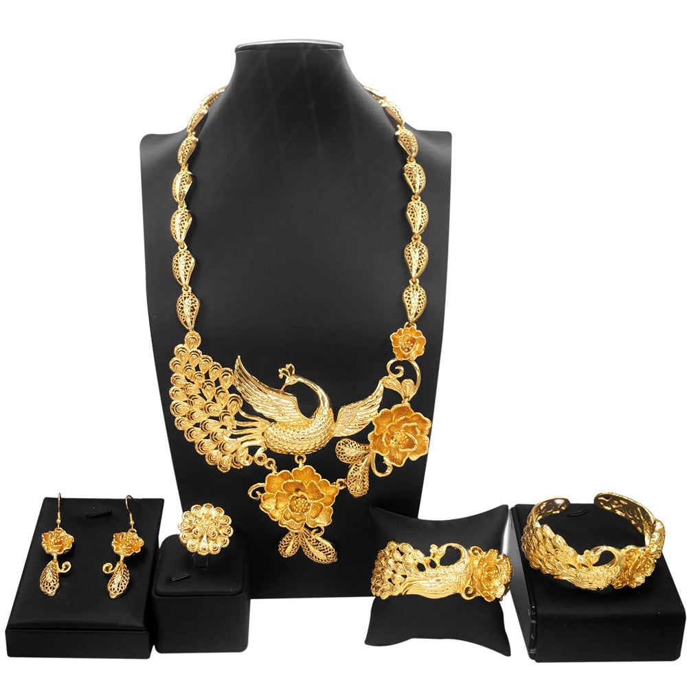 Zhuerrui Exquisite Necklace Jewelry Set High Quality Gold Wedding Jewelry Italian Costume Accessories Jewelry Sets HH19061103