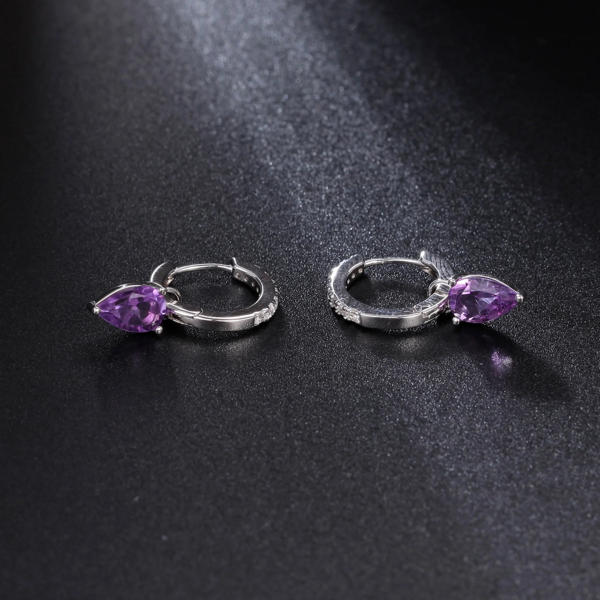 ArtistA Abiding Natural Amethyst Gemstone 925 Sterling Silver Hoop Earrings Jewelry for Women Bridal