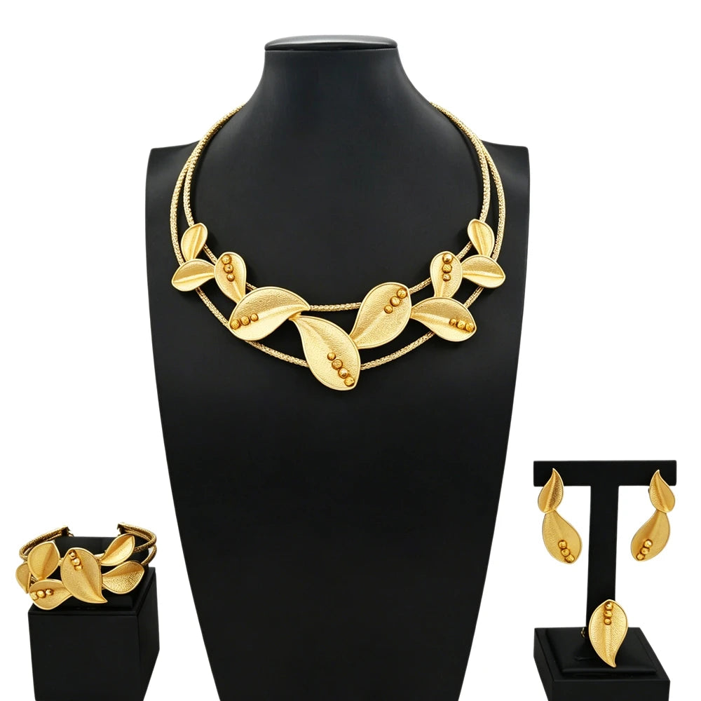 Italian Jewelry Set Alloy Brazilian Jewelry Sets Wedding Party Pendant Necklace Bracelet Ring Earrings Jewelry Set  X00096