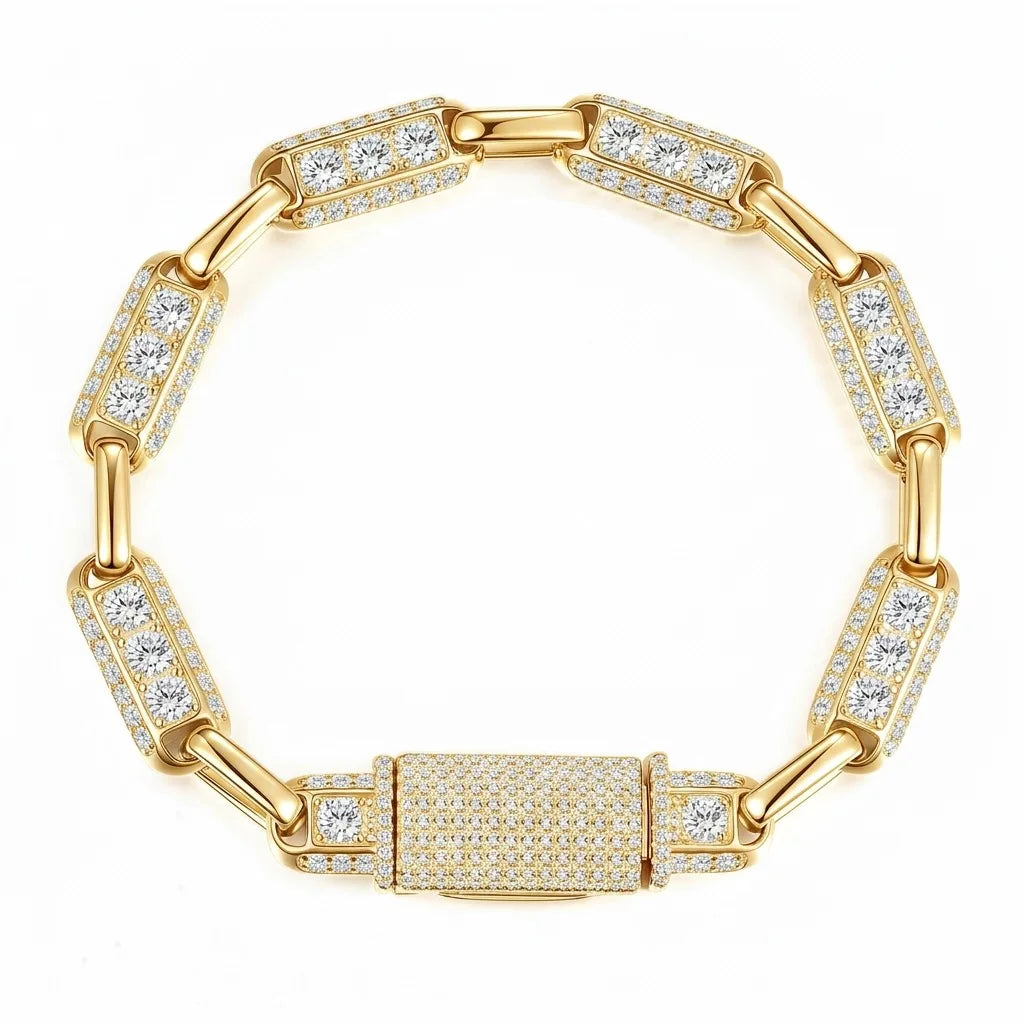 ArtistA Hip Hop Butterfly Buddhism Moissanite S925 Silver Bracelet 18K Gold Plated Heavy Iced Out for Men & Women Streetwear