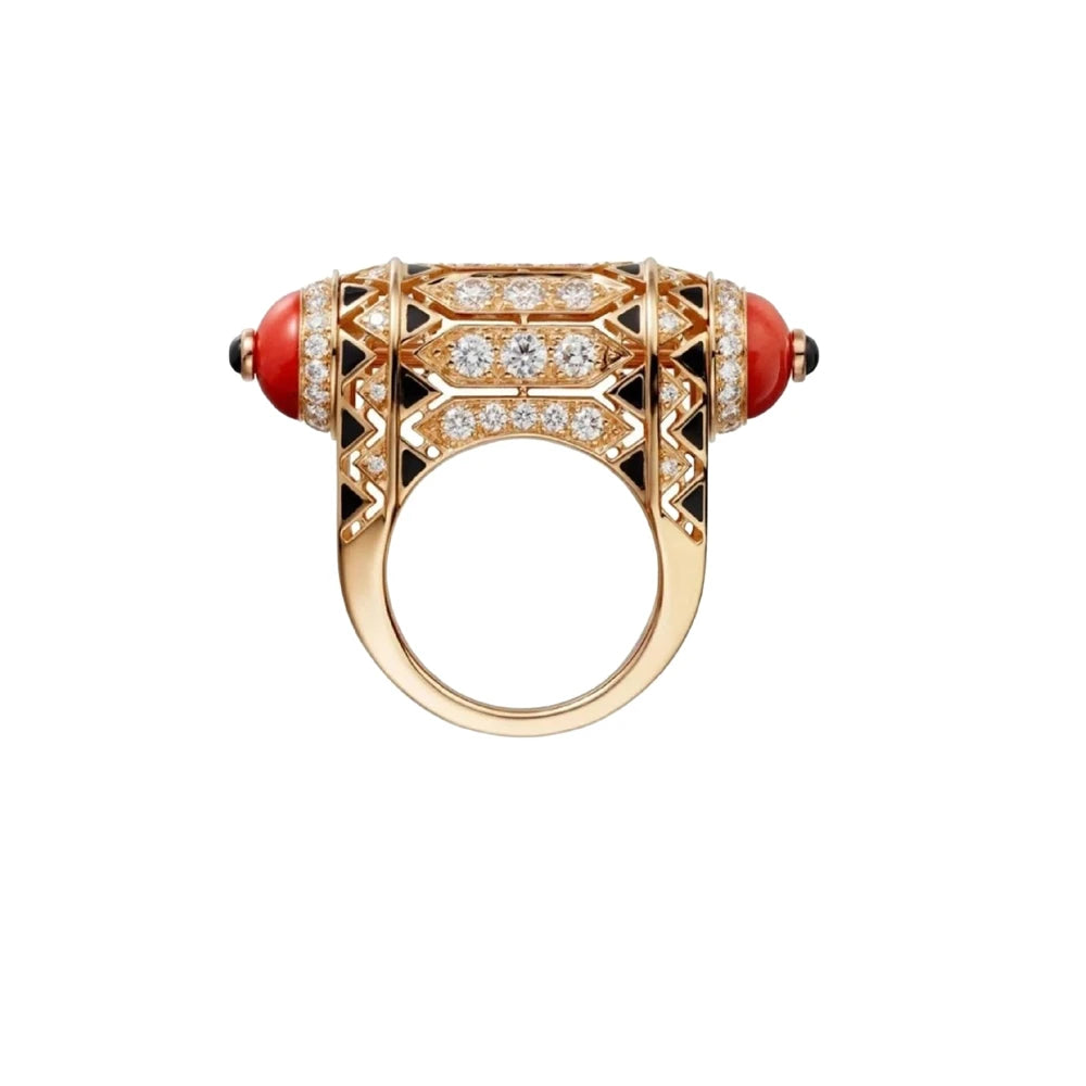 MuShan Jewelry Factory S925 Sterling Silver Ring High Carbon Diamond Electroplated Coral Ring High End Accessory