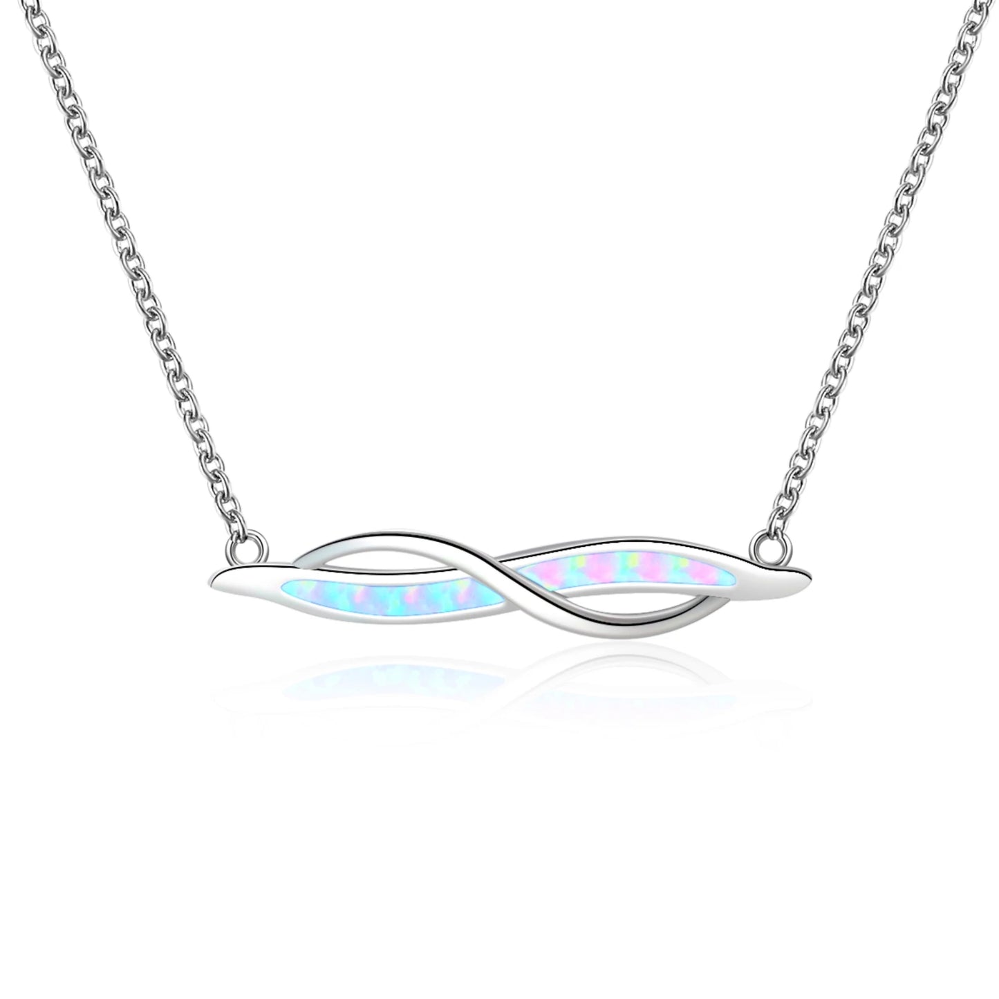 Geometric Silver Plated Copper Alloy Opal Lariat Necklace for Women Aobao