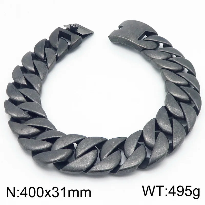 S&S European American Hip-Hop Fashion Coarse Cuban Chain Necklace Men Women 316L Stainless Steel Bracelet