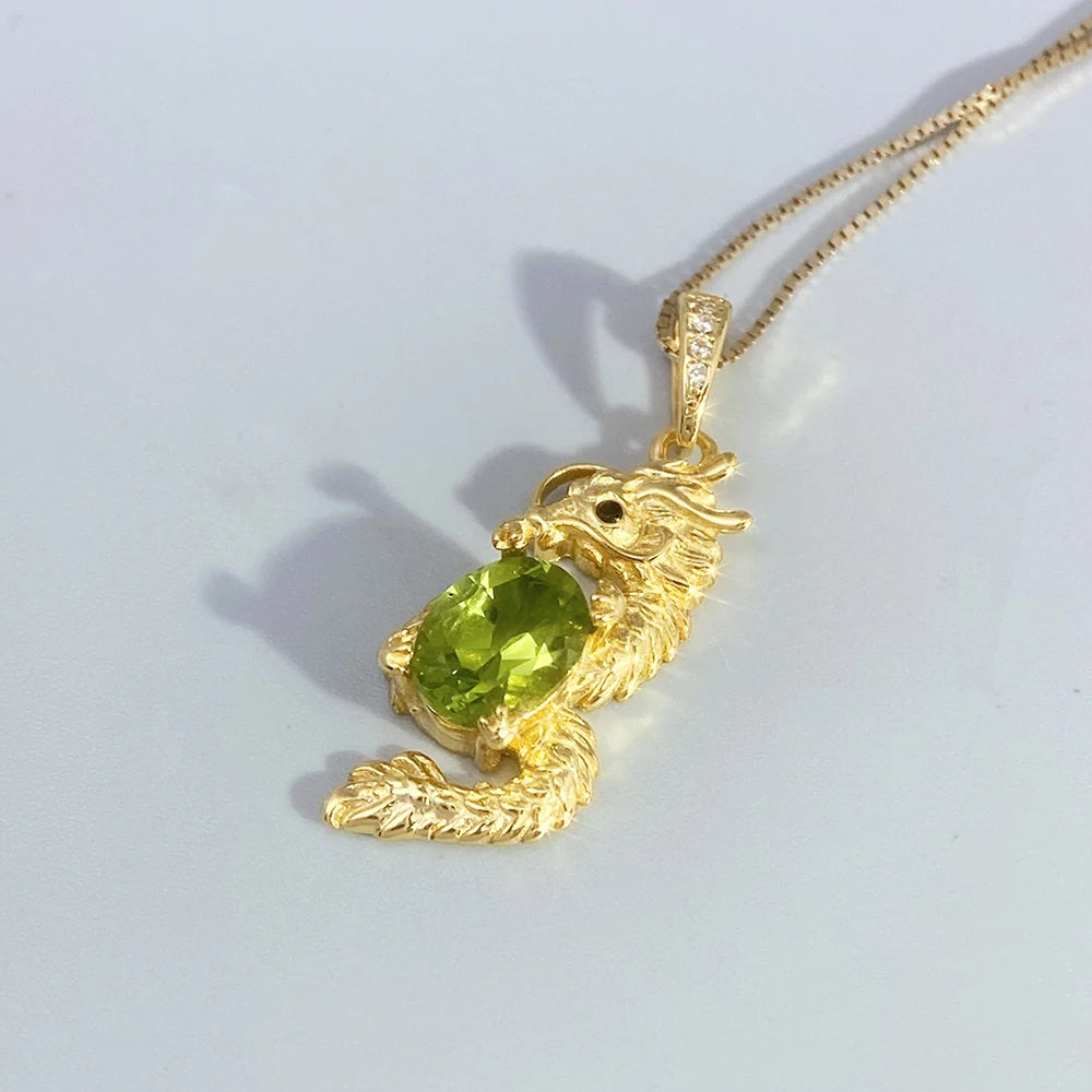 Gioiellieri Luxury Peridot Pendant with S925 Sterling Silver Natural Green Gemstone Fine Jewelry for Wedding Anniversary Gift 925 Stamped