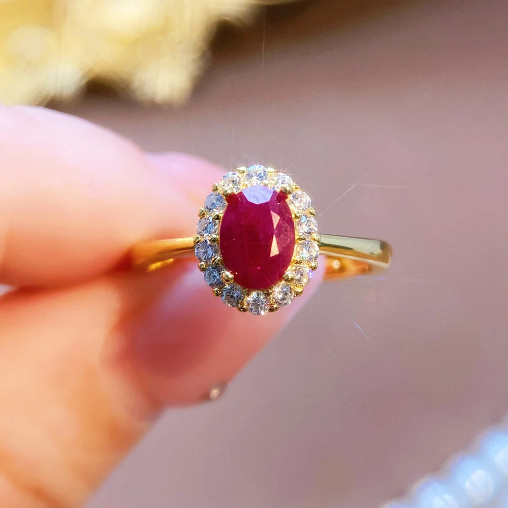 S&S Natural Ruby Classic Jewellery – 925 Sterling Silver – Gold Plated – Ring, Pendant, Earrings & Set – Collection