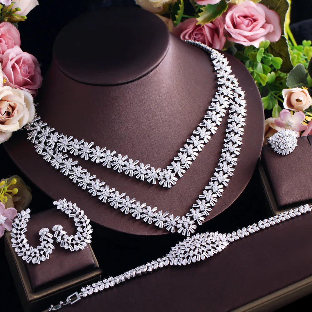 High Quality Cubic Zirconia CZ Women Jewellery 2024 Arabic Bridal Jewelry Set for Women Wedding Pakistani
