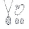 ArtistA Modern Minimalist Style 925 Silver Moissanite Necklace Ring Earrings Solitaire Jewelry Set for Fashionable Everyday Workwear