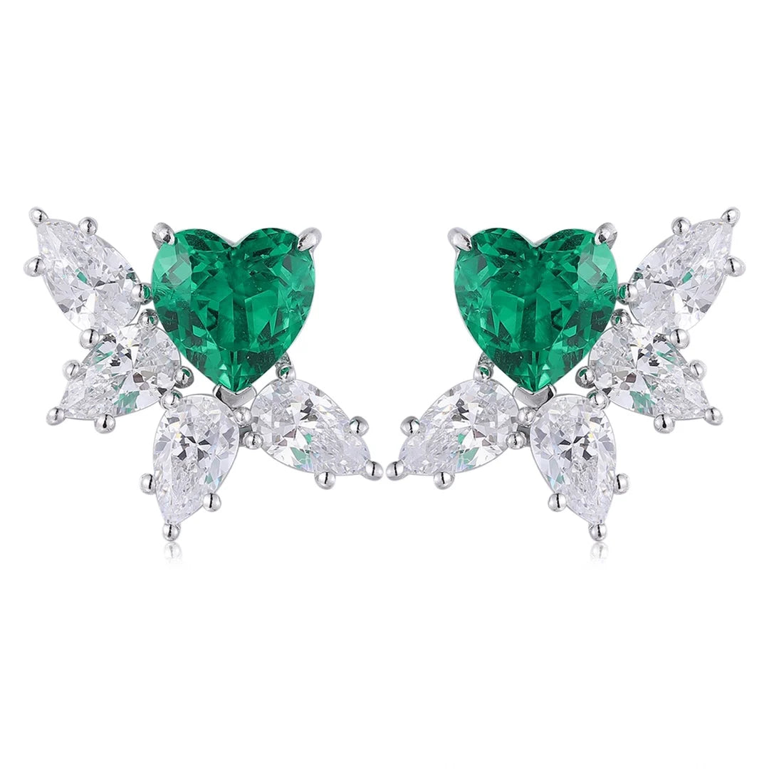 Gemfiori Anster High Quality S925 Lab Grown Emerald Earring Stud Dainty Gemstone Stud Earrings for Women Daily Wear Gift