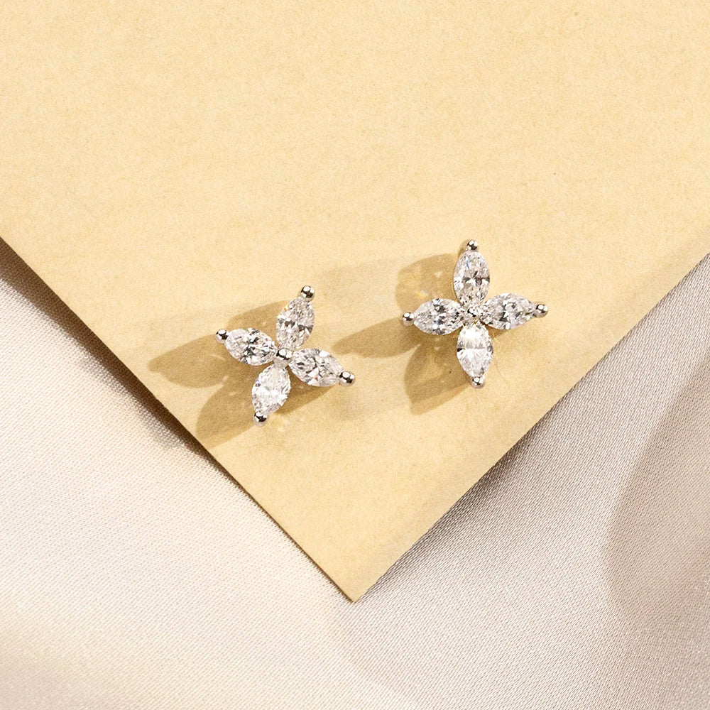 Gemfiori MSE-704 9K Solid Gold 2.5*5MM Marquise Lab Grown Diamond Emerald Cut Solitaire Earring Hop Sale Gold Gemfiori Price