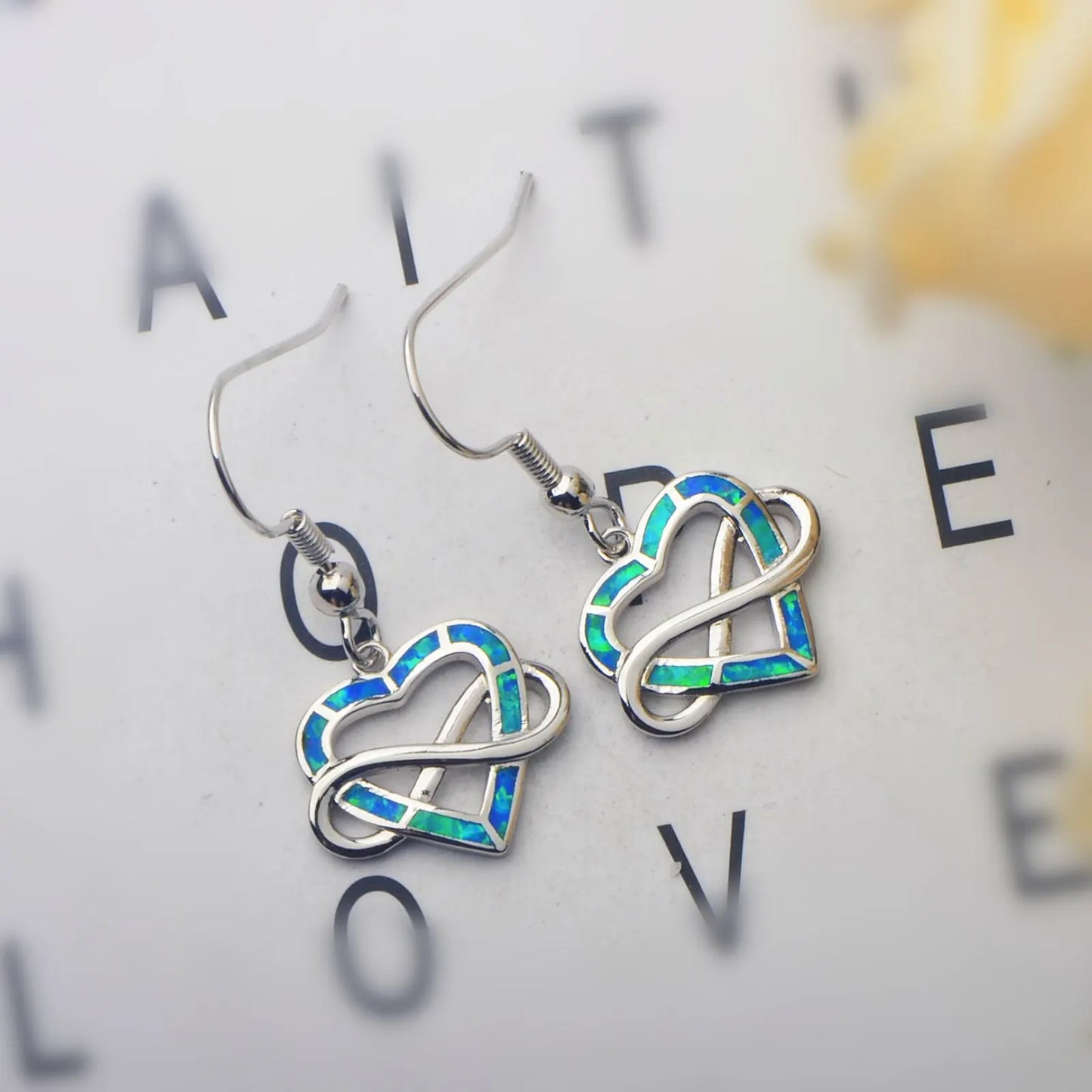 Trendy Dainty Brass Silver Plated Christian Opal Heart Shaped Love Pendant Earrings Cute Minimalist Gift Jewelry Bulk Supply