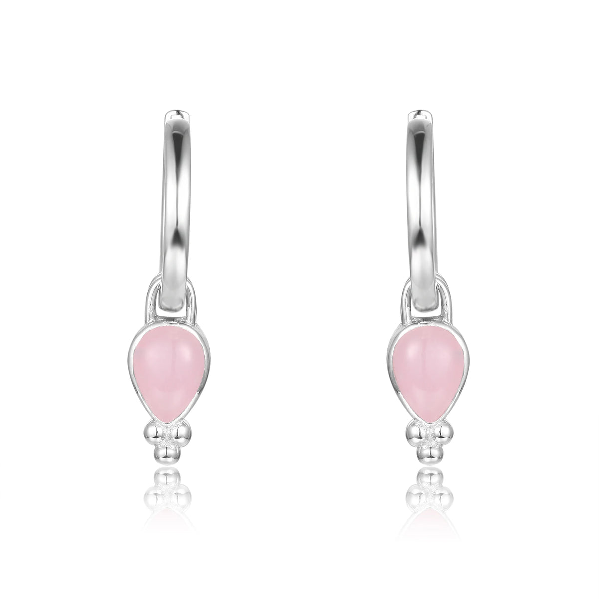 ArtistA OL0875 Abiding Natural Gemstone 925 Sterling Silver Rose Quartz Garnet Pendant Necklace Earring Jewelry Sets for Women Wedding